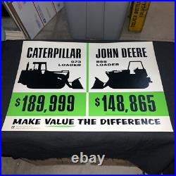 Vintage CAT vs John Deere Sign NOS Morale Poster Track Loader Comparison 973