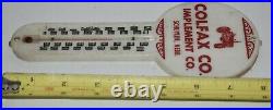 Vintage COLFAX Co Farm Tractor Implement Advertising Thermometer Schuyler NE