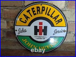 Vintage Caterpillar Harvester John Deere Tractor Metal Porcelain Sign 12