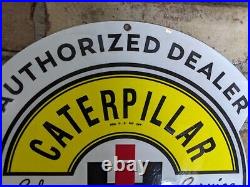 Vintage Caterpillar Harvester John Deere Tractor Metal Porcelain Sign 12 X 11