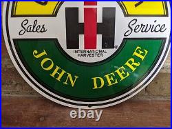 Vintage Caterpillar Harvester John Deere Tractor Metal Porcelain Sign 12 X 11