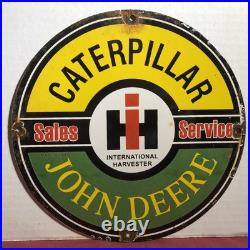 Vintage Caterpillar John Deere 10 Porcelain Sales Service Gas Oil Sign