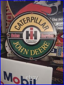 Vintage Caterpillar John Deere International Harvester Porcelain Metal Gas Sign