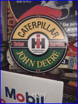 Vintage Caterpillar John Deere International Harvester Porcelain Metal Gas Sign