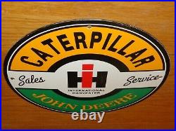 Vintage Caterpillar John Deere International Harvester Porcelain Metal Gas Sign