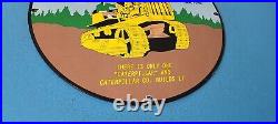 Vintage Caterpillar John Deere Porcelain 11 3/4 Tractor Dealership Service Sign