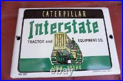 Vintage Caterpillar John Deere Porcelain Sign Gas Oil Pump Plate Farming Tractor