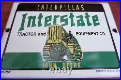 Vintage Caterpillar John Deere Porcelain Sign Gas Oil Pump Plate Farming Tractor