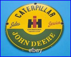 Vintage Caterpillar John Deere Porcelain Tractor Dealership Service Pump Sign