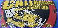 Vintage Caterpillar John Deere Porcelain Tractor Dealership Service Sign