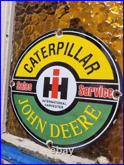 Vintage Caterpillar Porcelain Sign 10 Intl Harvester John Deere Tractor Farm Vintage Caterpillar Porcelain Sign 10 Intl Harvester John Deere Tractor Farm