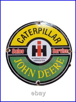 Vintage Caterpillar Porcelain Sign International Harvester John Deere Tractor