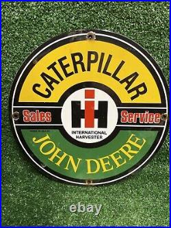 Vintage Caterpillar Porcelain Sign John Deere Tractor International Harvester