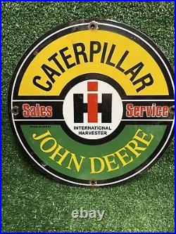 Vintage Caterpillar Porcelain Sign John Deere Tractor International Harvester