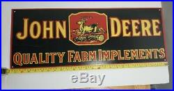 Vintage Collectors John Deere Quality Farm implements Sign 25 1/2 X 9 1/2