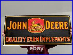 Vintage Dated 1934 John Deere Tractor Gasoline Motor Oil Porcelain Gas Farm Sign