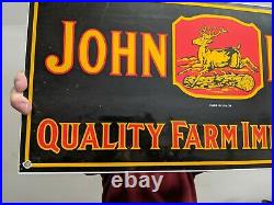 Vintage Dated 1934 John Deere Tractor Gasoline Motor Oil Porcelain Gas Farm Sign