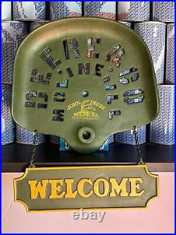 Vintage Deere & Co Green Tractor Seat Moline, Illinois Welcome Sign Cast Iron