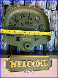 Vintage Deere & Co Green Tractor Seat Moline, Illinois Welcome Sign Cast Iron