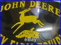 Vintage Die Cut John Deere Quality Farm Equipment Porcelain Enamel Sign