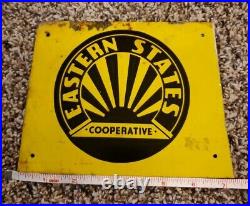 Vintage Eastern States Cooperative Metal Sign Farm Country Decor Tractor Horse