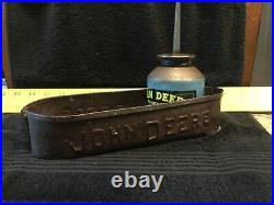 Vintage Embossed John Deere Horse Drawn Implement Tool Box WithBlue VintageOil Can