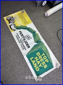 Vintage FS Fertilizer Poster Banner Sign 18x50 Top Dress Hay Land It Pays