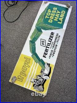 Vintage FS Fertilizer Poster Banner Sign 18x50 Top Dress Hay Land It Pays