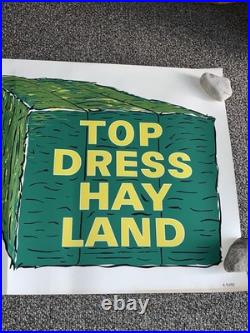 Vintage FS Fertilizer Poster Banner Sign 18x50 Top Dress Hay Land It Pays