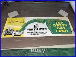 Vintage FS Fertilizer Poster Banner Sign A-9392 It Pays! Top Dress Hay Land