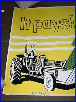 Vintage FS Fertilizer Poster Banner Sign A-9392 It Pays! Top Dress Hay Land