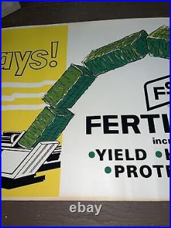 Vintage FS Fertilizer Poster Banner Sign A-9392 It Pays! Top Dress Hay Land