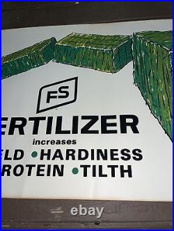 Vintage FS Fertilizer Poster Banner Sign A-9392 It Pays! Top Dress Hay Land