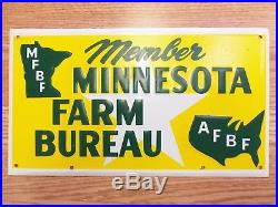 Vintage Farm Sign Minnesota State Farm Bureau Feed Seed Ranch John Deere Green