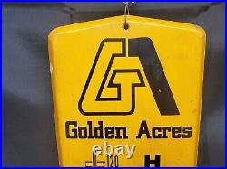 Vintage GOLDEN ACRES HYBRID SEEDS Feed Corn Farm Ranch Tractor Thermometer Sign