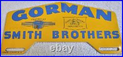 Vintage Gorman Smith Bros. John Deere Implements Chevrolet Porcelain Sign Topper Vintage Gorman Smith Bros. John Deere Implements Chevrolet Porcelain Sign Topper