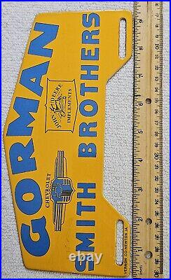 Vintage Gorman Smith Bros. John Deere Implements Chevrolet Porcelain Sign Topper Vintage Gorman Smith Bros. John Deere Implements Chevrolet Porcelain Sign Topper