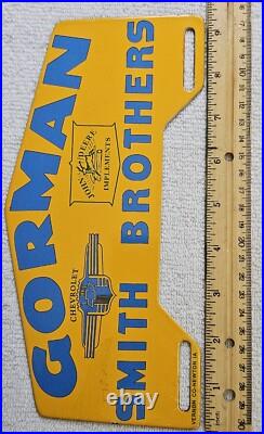 Vintage Gorman Smith Bros. John Deere Implements Chevrolet Porcelain Sign Topper Vintage Gorman Smith Bros. John Deere Implements Chevrolet Porcelain Sign Topper