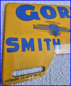 Vintage Gorman Smith Bros. John Deere Implements Chevrolet Porcelain Sign Topper Vintage Gorman Smith Bros. John Deere Implements Chevrolet Porcelain Sign Topper