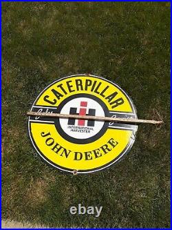 Vintage International Harvester John Deere Dealer Sign Caterpillar Rare 30 inch