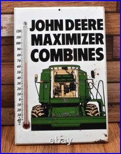 Vintage JD John Deere Maximizer Farm Combines Advertising Thermometer SIGN