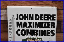 Vintage JD John Deere Maximizer Farm Combines Advertising Thermometer SIGN