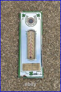 Vintage JOHN DEERE Farm Implement Dealer Lucky Mirror Advertising Thermometer