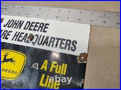 Vintage JOHN DEERE JD Farm Equipment Hardware Headquarters Advertising Sign 6x13