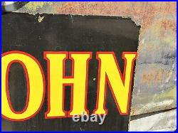 Vintage JOHN DEERE Porcelain SIGN OLD 1/3 of a Sign FARM Ag Barn Decor TRACTOR