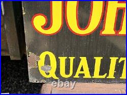 Vintage JOHN DEERE Porcelain SIGN OLD 1/3 of a Sign FARM Ag Barn Decor TRACTOR