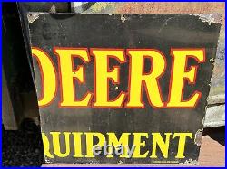 Vintage JOHN DEERE Porcelain SIGN OLD 1/3 of a Sign FARM Ag Barn Decor TRACTOR
