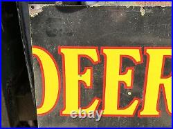 Vintage JOHN DEERE Porcelain SIGN OLD 1/3 of a Sign FARM Ag Barn Decor TRACTOR