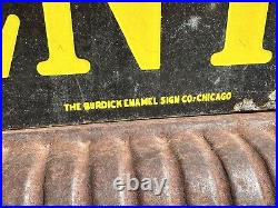 Vintage JOHN DEERE Porcelain SIGN OLD 1/3 of a Sign FARM Ag Barn Decor TRACTOR