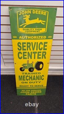 Vintage JOHN DEERE QUALITY FARM EQUIPMENT AUTHORIZED SERVICE porcelain Sign